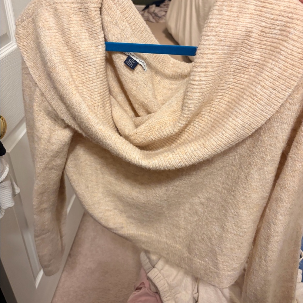 American Eagle Outfitters Cream Cowl Neck Sweater